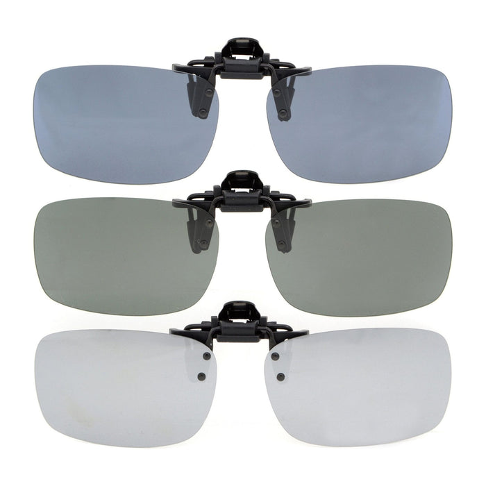 eyekeeper.com - 3 Pack Flip-up Clip-on Sunglasses Polarized JQ2 (59MMx39MM)