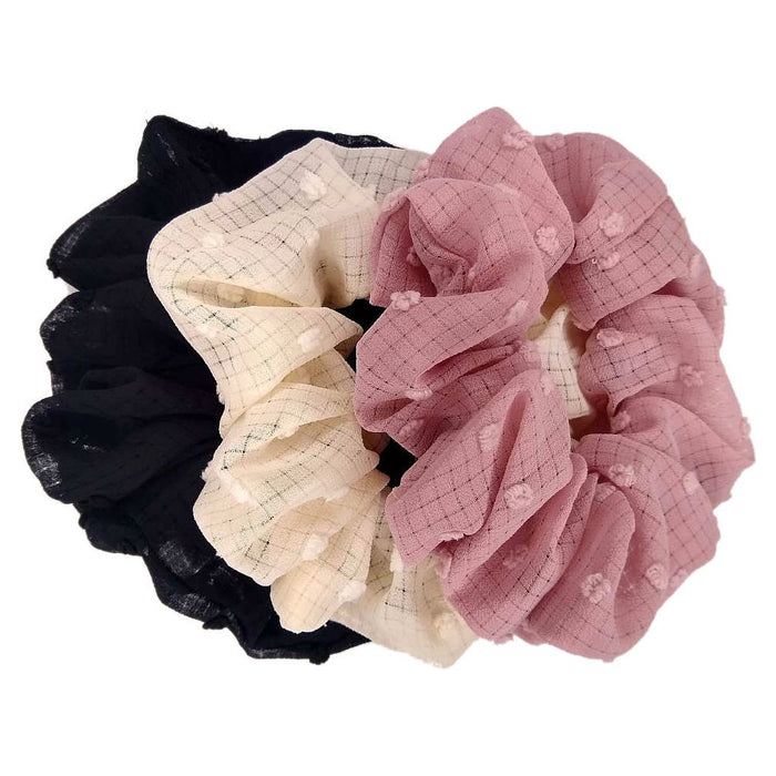 Threddies Large Flocked Swiss Dot Scrunchies