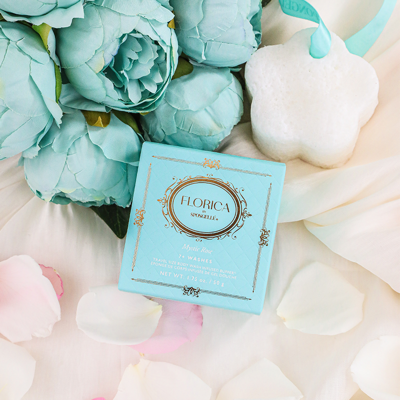 Spongellé Mystic Rose Spongette | Florica Body Wash Infused Buffer