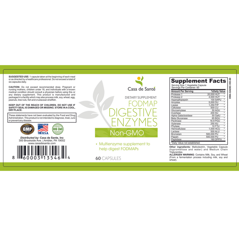 casa de sante FODMAP Digestive Enzymes | Low FODMAP & GLP-1 Support for Heavy Meals & Bloating Digestive Support Supplements