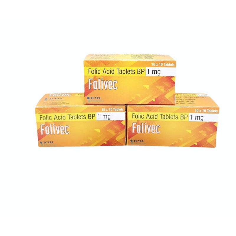 McKesson Folic Acid Tablets, 1 mg, Unit Dose (UD) - 100 Count (10 x 10 Blister Pack) Vitamins & Supplements