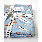 Be A Heart Blue Marian Deluxe Muslin Baby Blanket Quilt Swaddling & Receiving Blankets