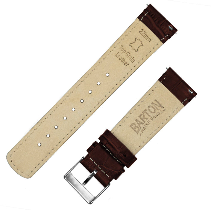 Fossil Q Coffee Brown Alligator Grain Leather Watch Band by Barton Watch Bands