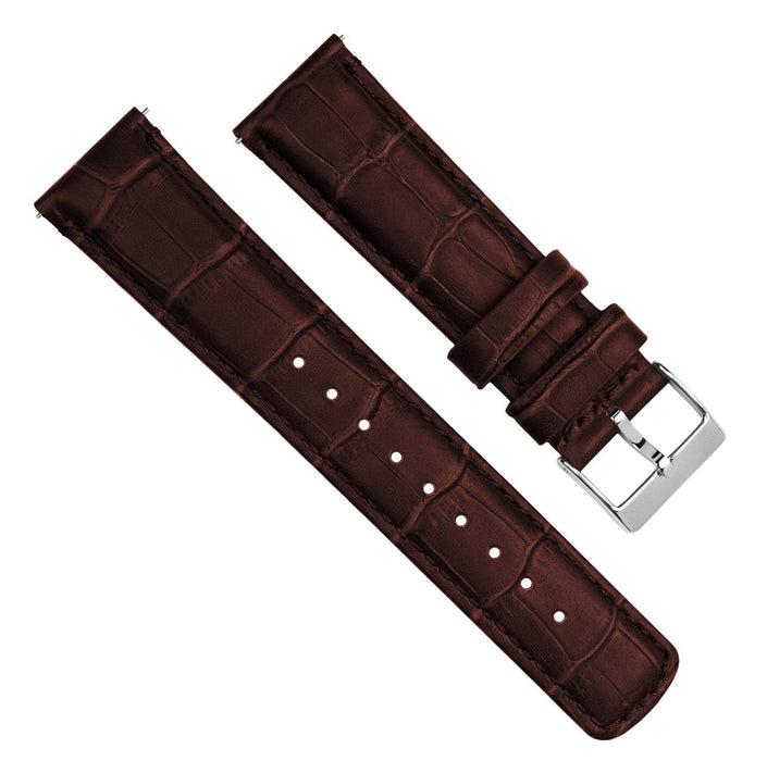 Fossil Q Coffee Brown Alligator Grain Leather Watch Band by Barton Watch Bands