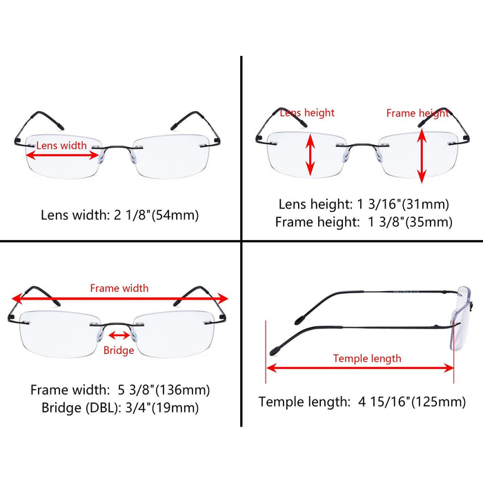 Eyekeeper.Com - Rimless Progressive Multifocus Reading Glasses Metal Mwk8