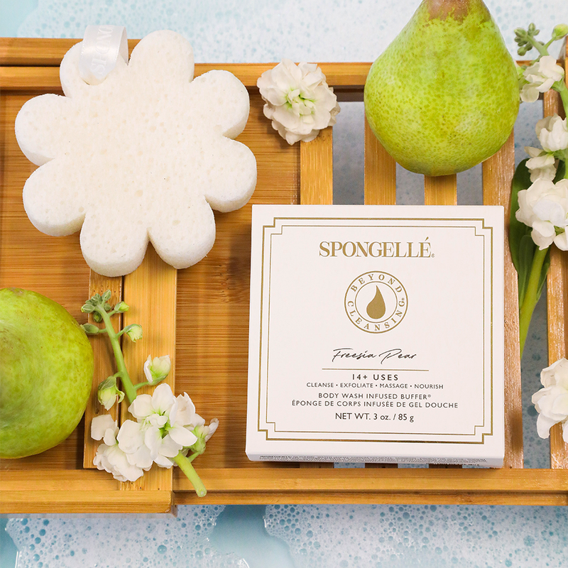 Spongellé Freesia Pear | Vegan-Friendly Boxed Flower Body Wash Infused Buffer