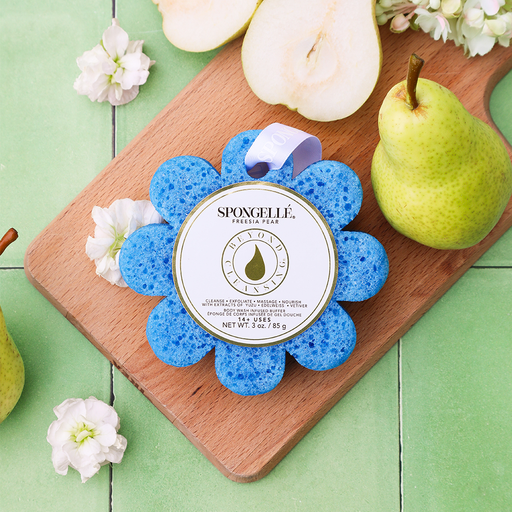 Spongellé Freesia Pear | Wild Flower Bath Sponge Body Wash Infused Buffer