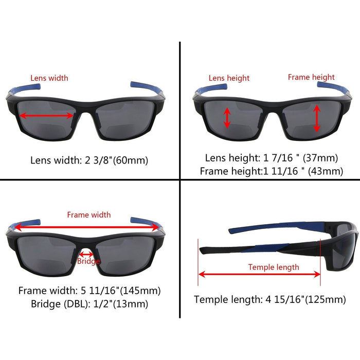 Eyekeeper.Com - Tr90 Full Rim Bifocal Sunglasses Rectangle Readers Sg904