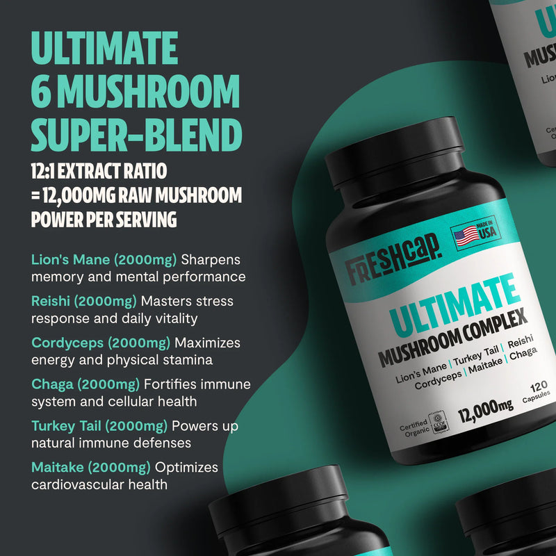 FreshCap Mushrooms Organic Mushroom Complex Supplement Capsules Capsules