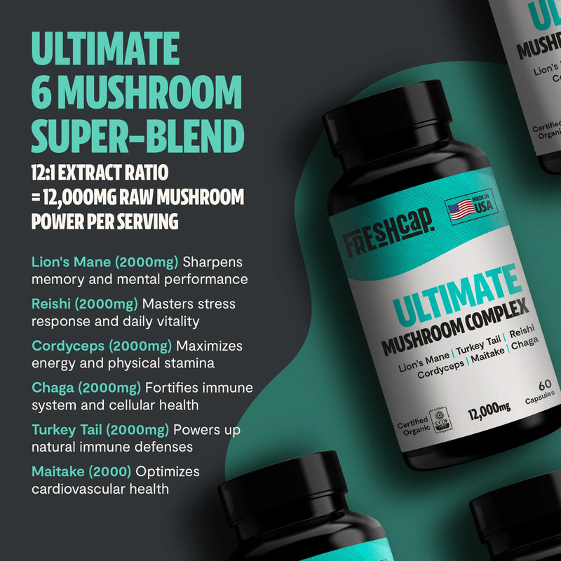 FreshCap Mushrooms Organic Mushroom Complex Supplement Capsules Capsules