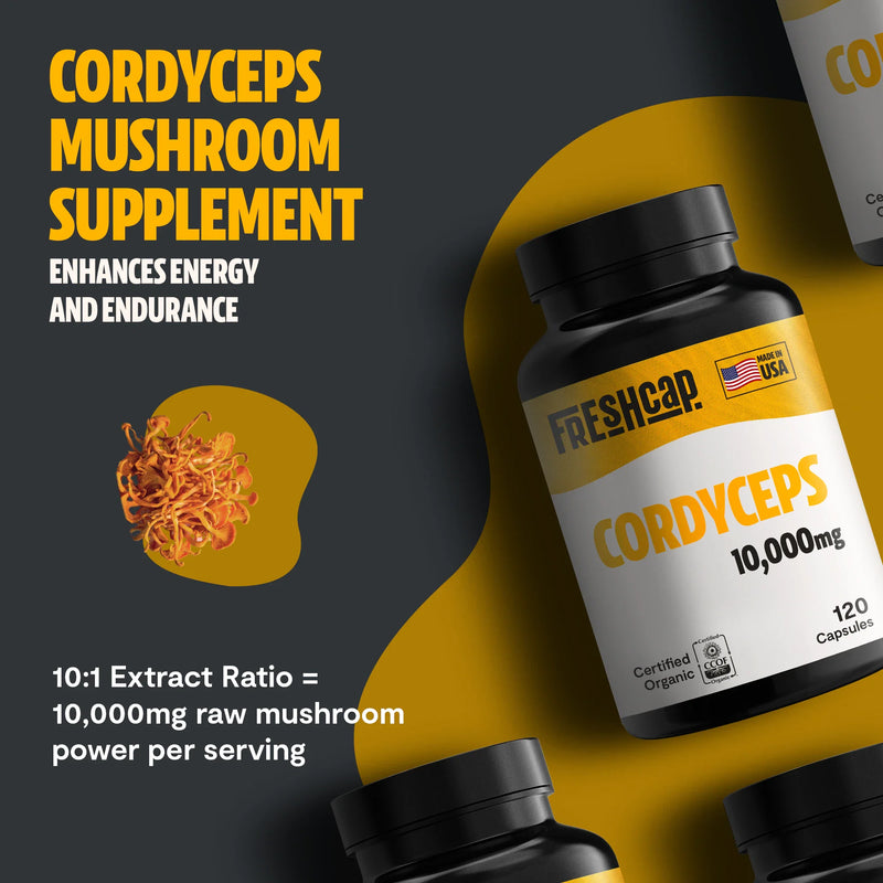 FreshCap Mushrooms Organic Cordyceps Mushroom Supplement Capsules Capsules