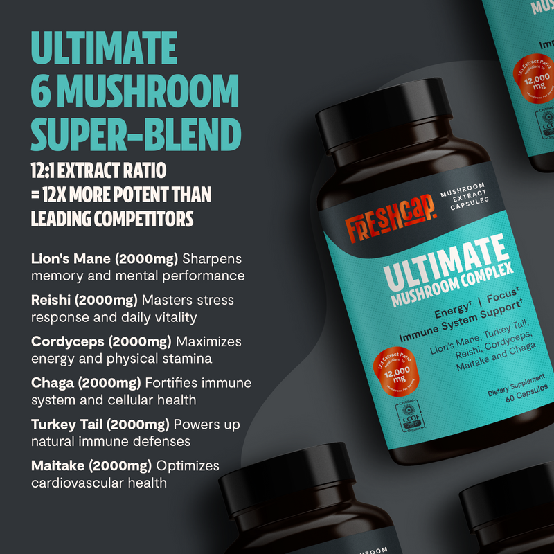 FreshCap Mushrooms Organic Mushroom Complex Supplement Capsules Capsules