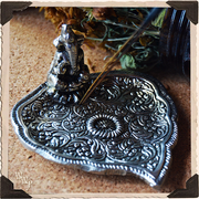 WhiteWitchParlour.com GANESHA BOHEMIAN INCENSE BURNER. Aluminum Dish. Incense Stick & Cone Holder. Tools & Accessories