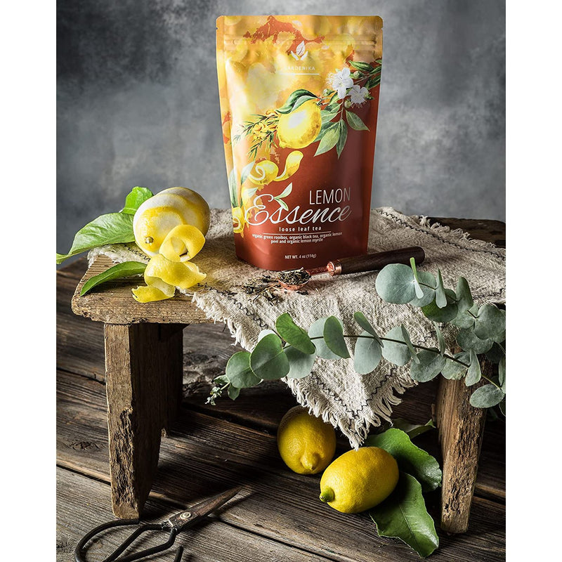 Gardenika Shop Green Rooibos Black Loose Tea, Energizing & Revitalizing Citrus Blend with Lemon Peel and Lemon Myrtle - Medium Caffeine - Organic & Kosher Loose Leaf Tea