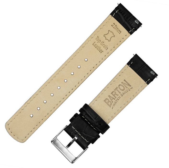 Gear S2 Classic Black Alligator Grain Leather Watch Band by Barton Watch Bands