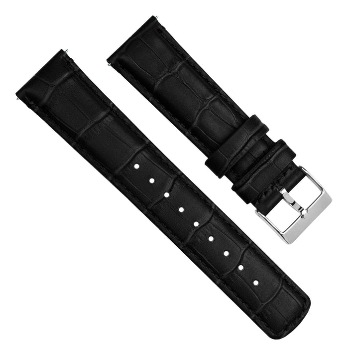 Gear S2 Classic Black Alligator Grain Leather Watch Band by Barton Watch Bands