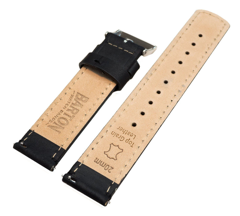 Gear Sport Black Leather Stitching Watch Band by Barton Watch Bands