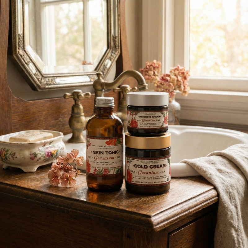 The Lovely Rose Apothecary Geranium Beauty Set Black