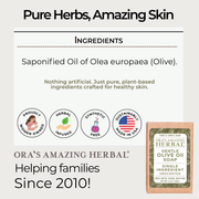 Ora's Amazing Herbal Gentle Olive Oil Soap, Unscented Soap