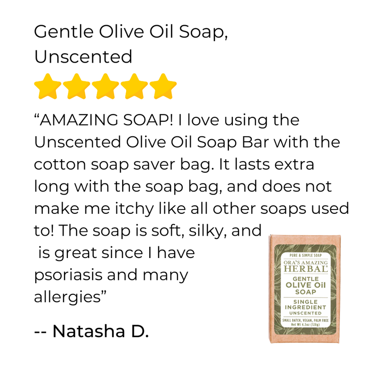 Ora's Amazing Herbal Gentle Olive Oil Soap, Unscented Soap