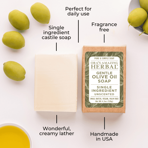 Ora's Amazing Herbal Gentle Olive Oil Soap, Unscented Soap