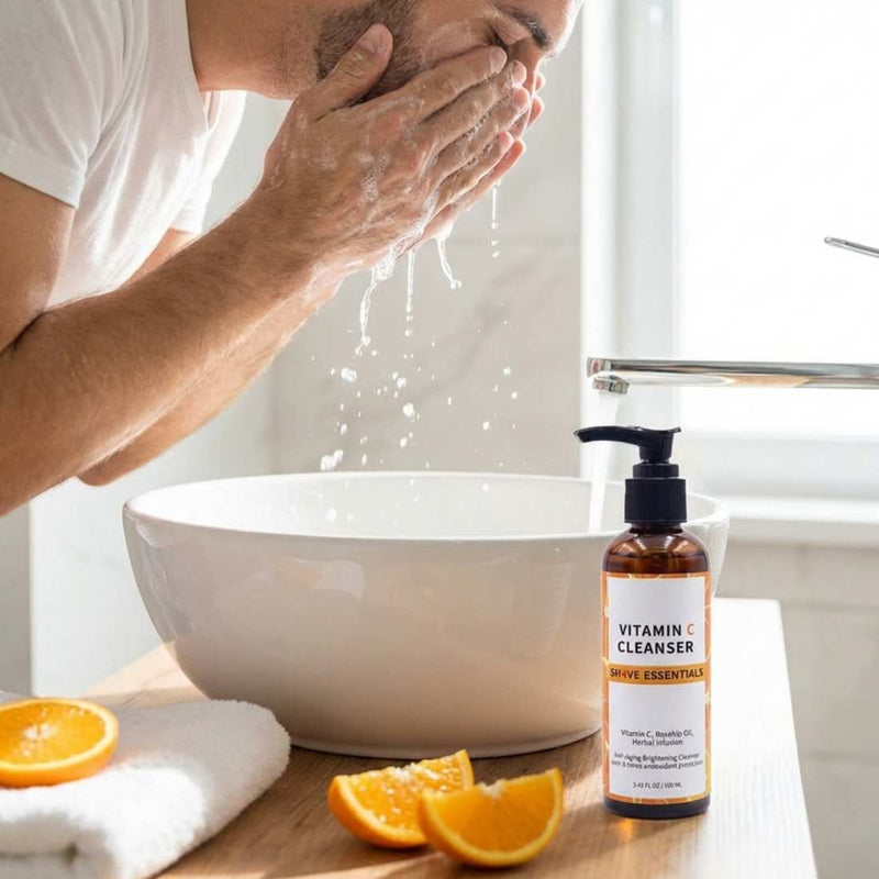 Shave Essentials Gentle Vitamin C Facial Cleanser for Anti-Aging Skincare Face Wash