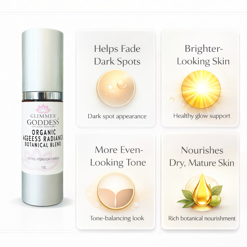 Glimmer Goddess® Organic Skin Care Organic Skin Brightening Serum – Ageless Radiance & Dark Spot Treatment Serums