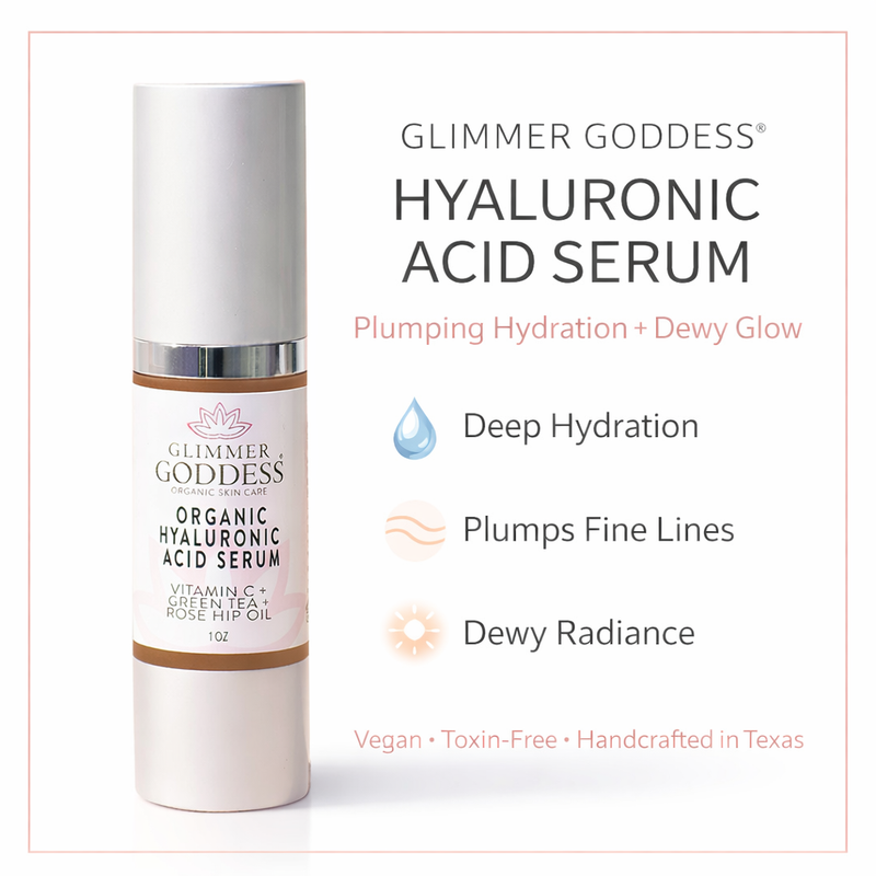 Glimmer Goddess® Organic Skin Care Organic Hyaluronic Acid Serum – Plumping Hydration 1 oz. Serums