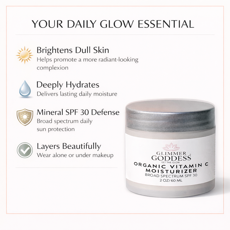 Glimmer Goddess® Organic Skin Care Organic Vitamin C Daily Moisturizer SPF 30 – Brightening Formula Moisturizers