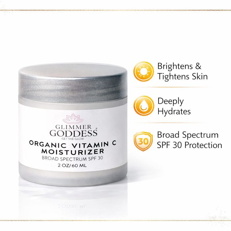 Glimmer Goddess® Organic Skin Care Organic Vitamin C Daily Moisturizer SPF 30 – Brightening Formula Moisturizers