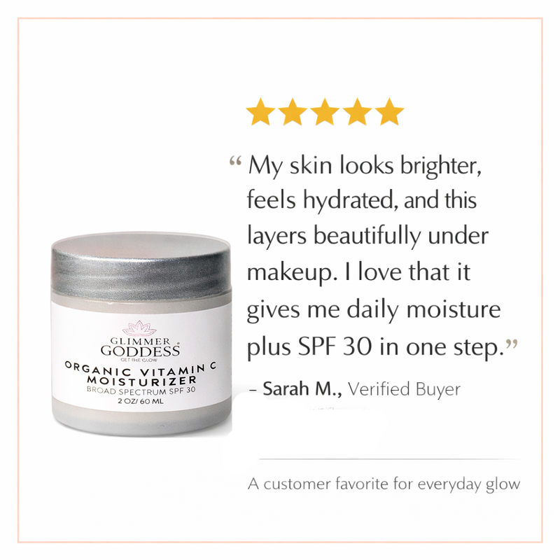 Glimmer Goddess® Organic Skin Care Organic Vitamin C Daily Moisturizer SPF 30 – Brightening Formula Moisturizers