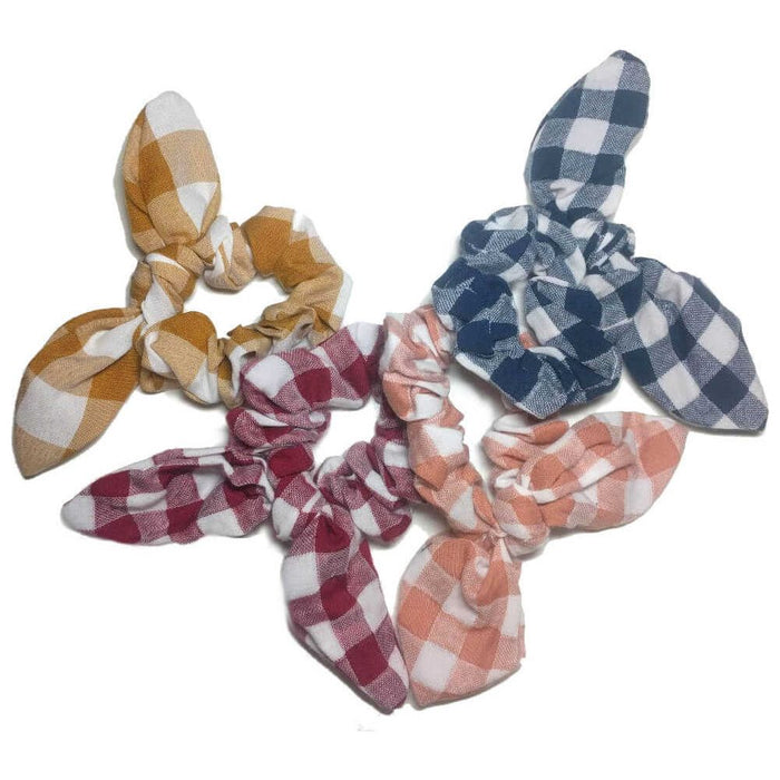 Threddies Gingham Plaid Scrunchies With Tails