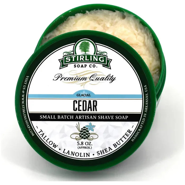 Stirling Soap Co. Cedar Glacial Shave Soap Jar 5.8 oz