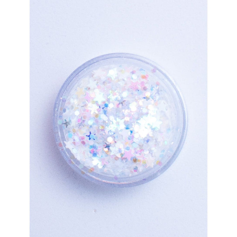 Lunautics Snow Angel - Iridescent White Glitter with Stars Chunky Glitter
