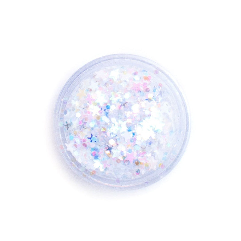 Lunautics Snow Angel - Iridescent White Glitter with Stars Chunky Glitter