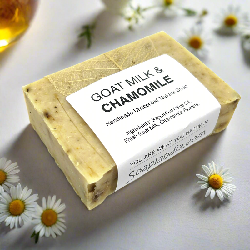 Soaplandia Soap Store Goat Milk & Olive Oil Bar Soap with Chamomile, Unscented
