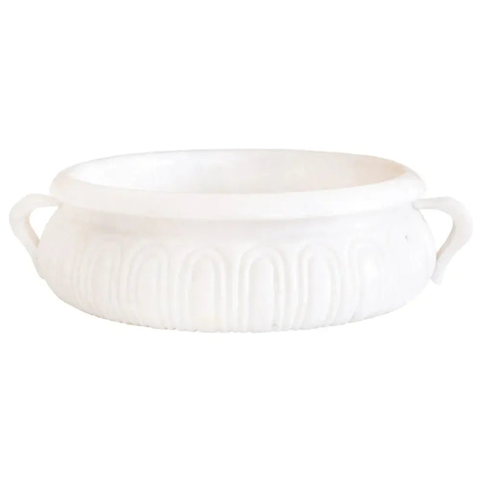 Calacatta White Marble Vessel Saucepan Shape Above Vanity Bathroom Sink (D)17" (H)6"