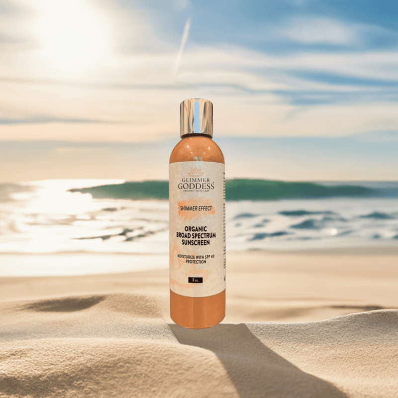 Glimmer Goddess® Organic Skin Care Goddess Glow Shimmer Suntan Lotion SPF 40 – Reef-Safe Radiance Lotions & Creams