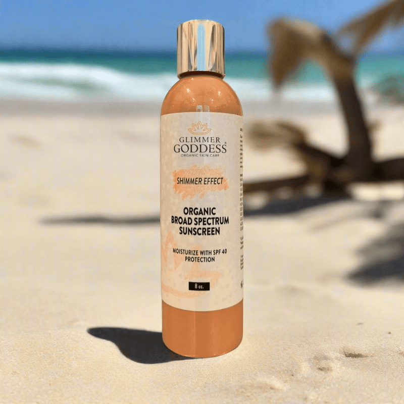 Glimmer Goddess® Organic Skin Care Goddess Glow Shimmer Suntan Lotion SPF 40 – Reef-Safe Radiance Lotions & Creams