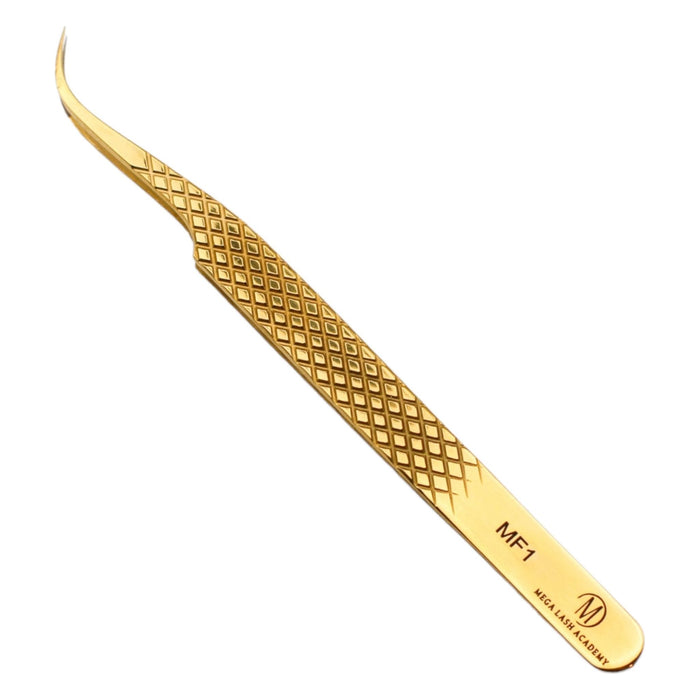 Mega Lash Academy - Gold Micro Fiber - MF1 - Ultra Curved Tweezers 0.5oz. 