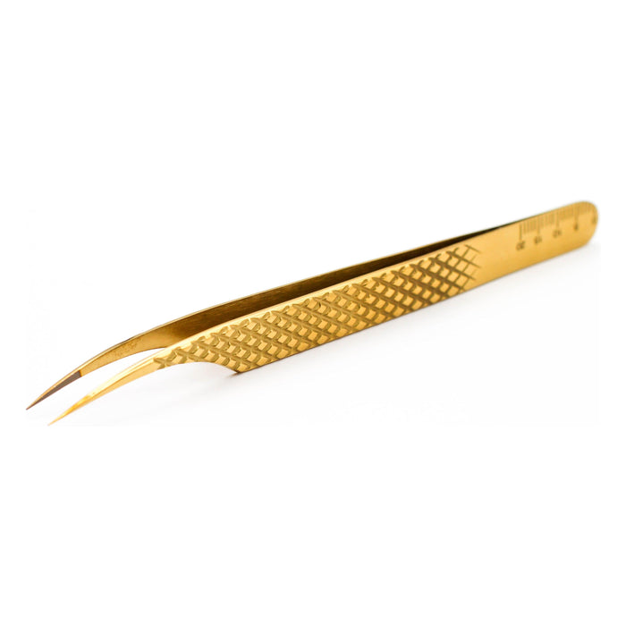 Mega Lash Academy - Gold Micro Fiber - MF2 - Xtra Long Isolating Tweezers 0.5oz. 