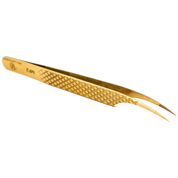 Mega Lash Academy - Gold Micro Fiber - MF2 - Xtra Long Isolating Tweezers 0.5oz. 