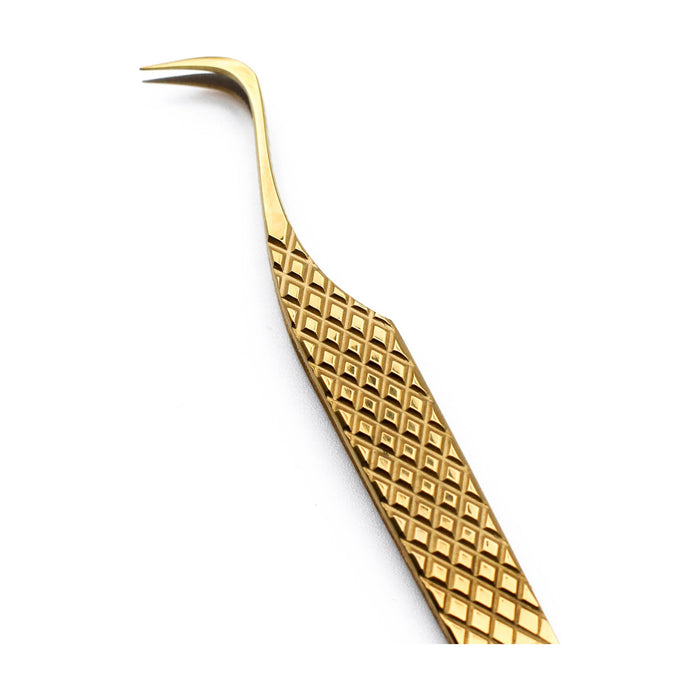 Mega Lash Academy -  Gold Micro Fiber - MF6 - Hook Volume Tweezers