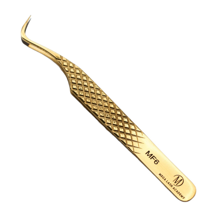 Mega Lash Academy -  Gold Micro Fiber - MF6 - Hook Volume Tweezers