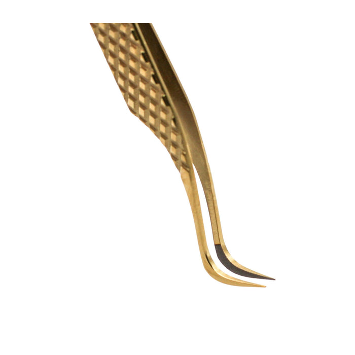 Mega Lash Academy -  Gold Micro Fiber - MF6 - Hook Volume Tweezers