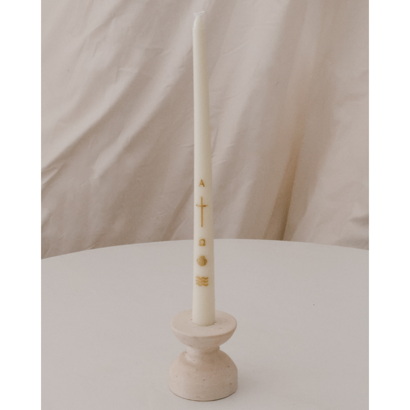 Be A Heart Alpha & Omega Baptism Candle (Gold) Candles
