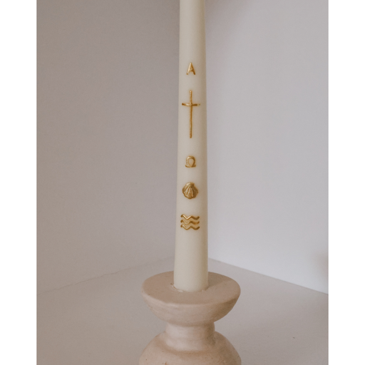 Be A Heart Alpha & Omega Baptism Candle (Gold) Candles Gray