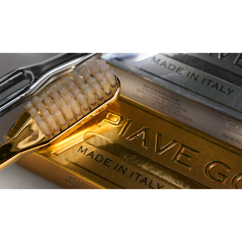 Gold & Chrome Medium Nylon Bristles Toothbrush by Lavorati a Mano