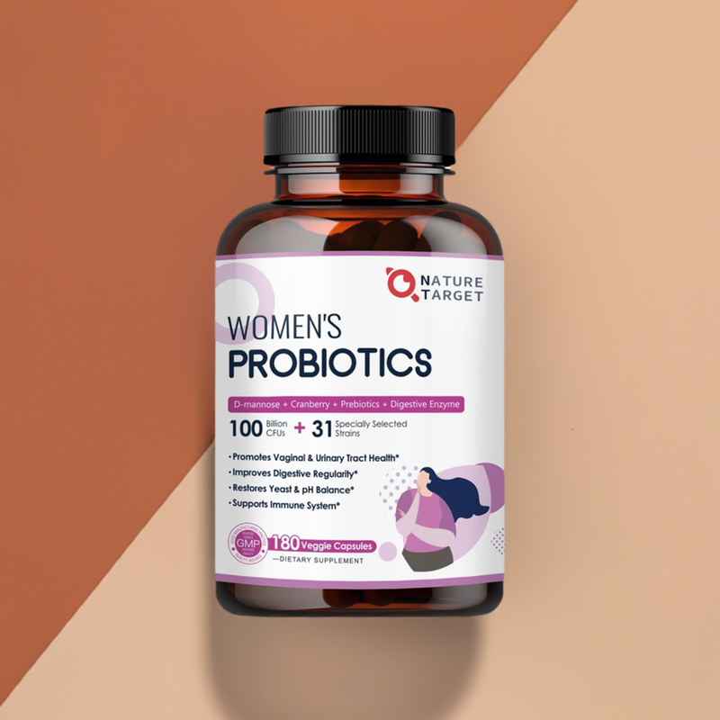 Nature Target Women's Probiotics for Gut Health, 100 Billion CFUs, 180 Veggie Capsules Probiotic