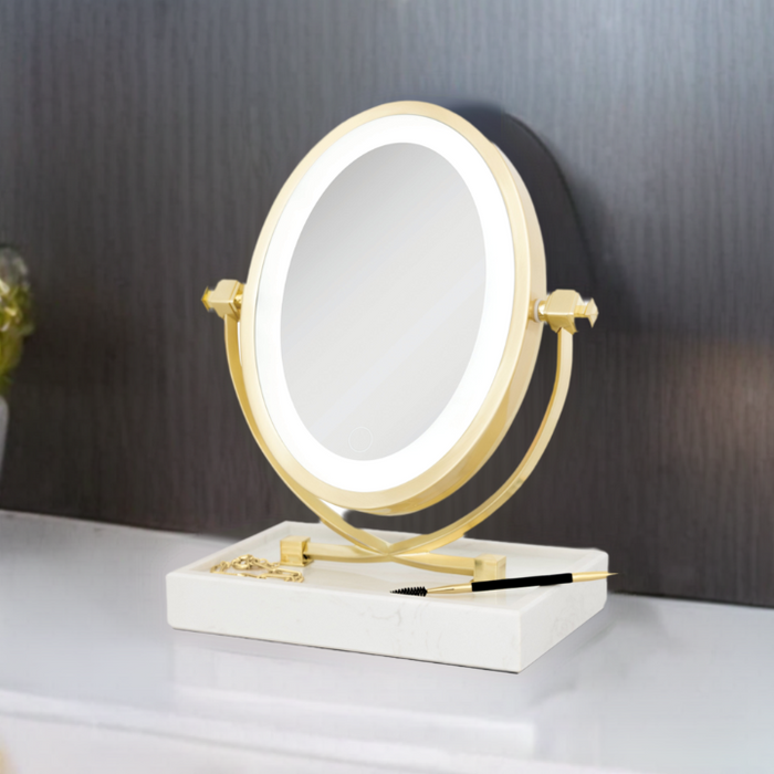 Brooklyn LED Lighted Makeup Mirror with Magnification & Marble Tray